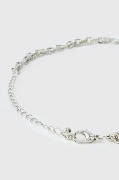 Heart Pendant Chunky Chain Necklace in Silver
