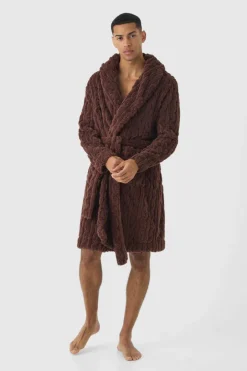 Heavyweight Cable Knit Fleece Robe