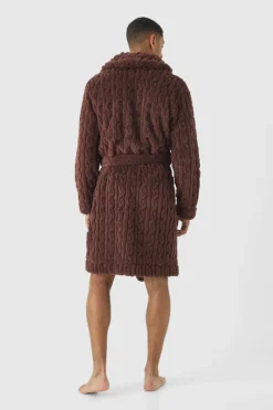 Heavyweight Cable Knit Fleece Robe