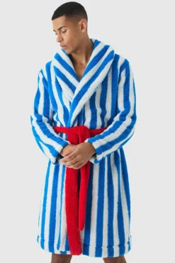 Heavyweight Contrast Stripe Fleece Robe
