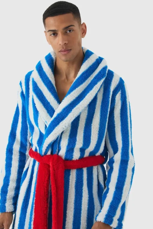 Heavyweight Contrast Stripe Fleece Robe