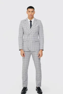 Herringbone Check Contrast Sleeve Panel Fitted Blazer