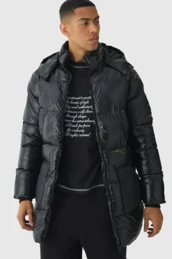 High Shine & Nylon Mid Length Puffer