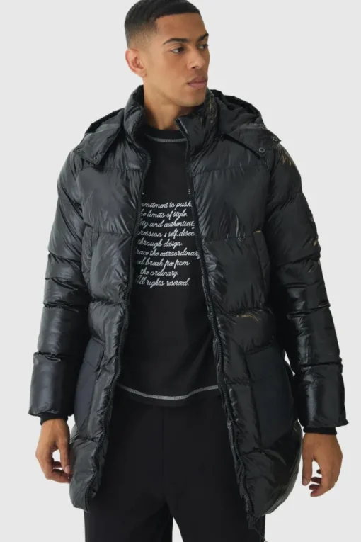 High Shine & Nylon Mid Length Puffer