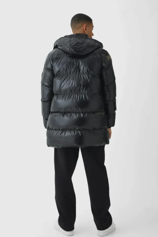 High Shine & Nylon Mid Length Puffer