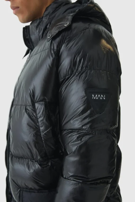 High Shine & Nylon Mid Length Puffer