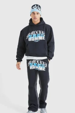 Homme Print Denim Gusset Tracksuit