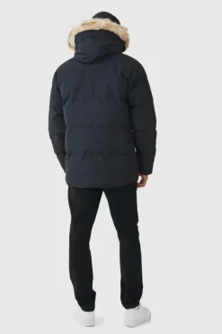 Hooded Puffer With Removeable Faux Fur Trim In Black