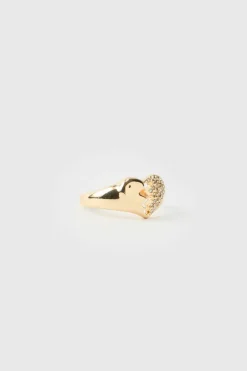 Iced Broken Heart Ring In Gold
