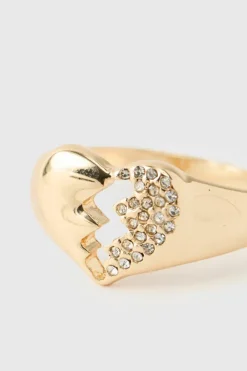 Iced Broken Heart Ring In Gold