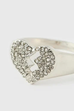 Iced Broken Heart Ring In Silver