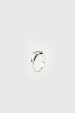 Iced Broken Heart Ring In Silver