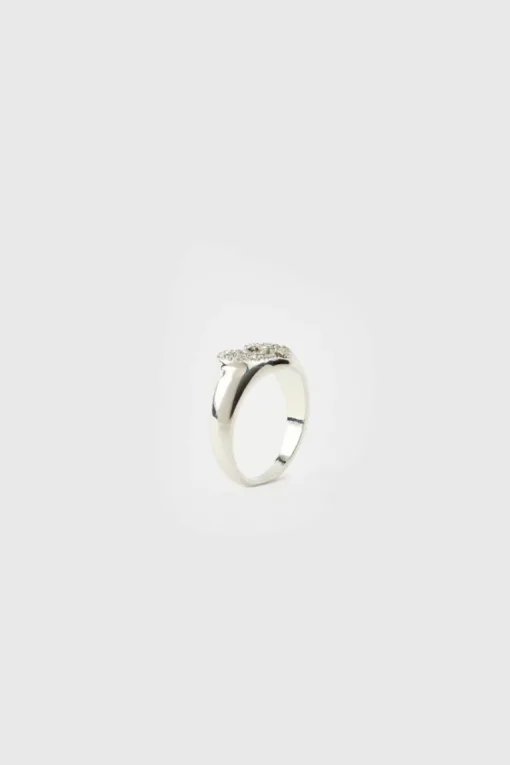 Iced Broken Heart Ring In Silver