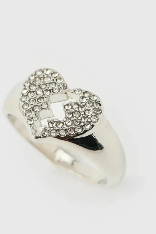 Iced Broken Heart Ring In Silver