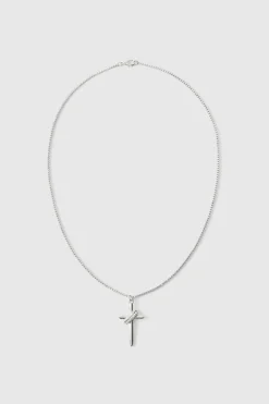 Iced Cross Necklace In Silver