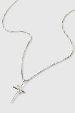 Iced Cross Necklace In Silver