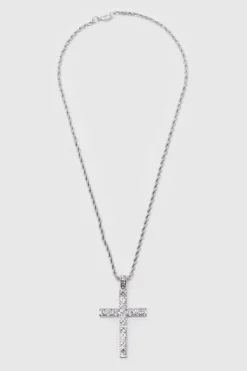 Iced Crystal Cross Necklace with Gift Bag