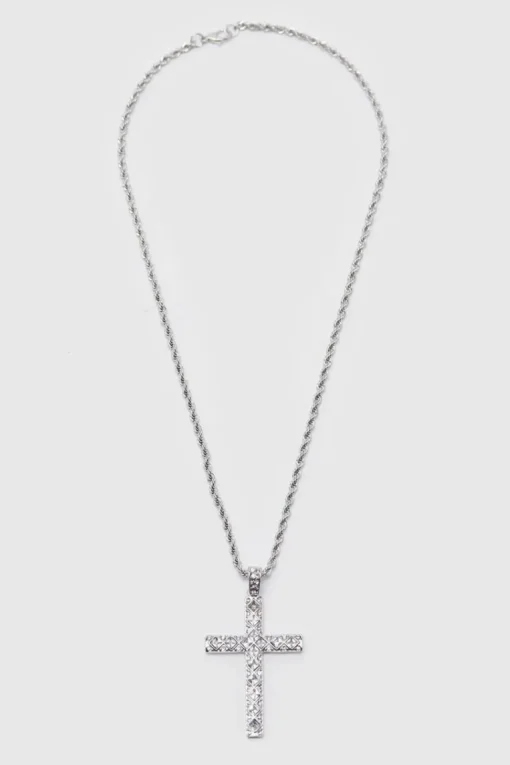 Iced Crystal Cross Necklace with Gift Bag