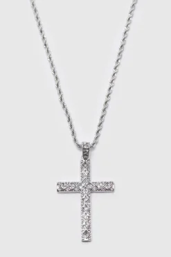 Iced Crystal Cross Necklace with Gift Bag