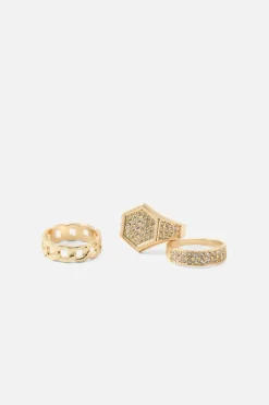 Iced Gold Ring 3 Pack