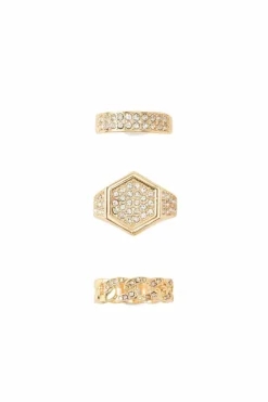 Iced Gold Ring 3 Pack