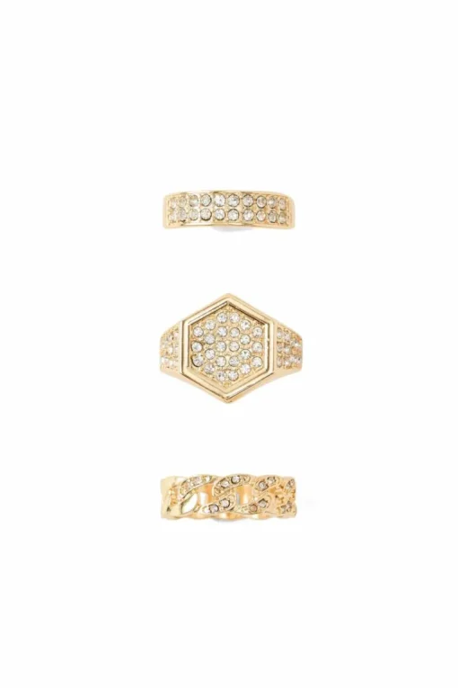 Iced Gold Ring 3 Pack