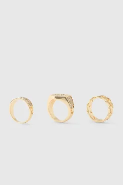 Iced Gold Ring 3 Pack