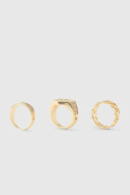 Iced Gold Ring 3 Pack