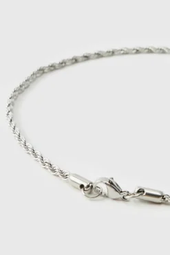 Iced Out Cross Silver Rope Chain Necklace
