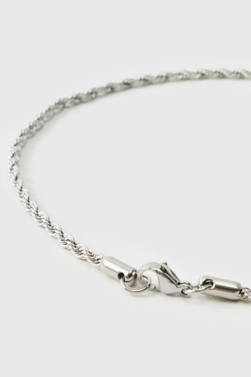 Iced Out Cross Silver Rope Chain Necklace