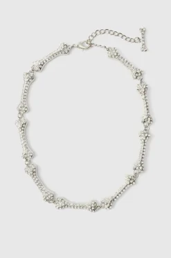 Iced Out Silver Bone Necklace