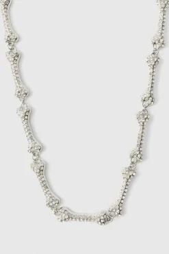 Iced Out Silver Bone Necklace