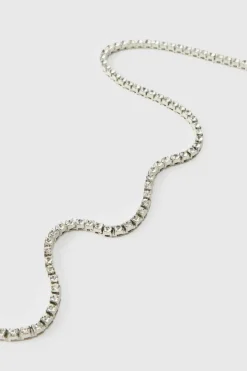 Iced Out Silver Tennis Chain Necklace