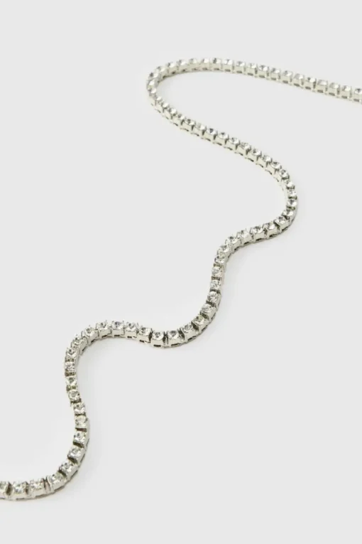 Iced Out Silver Tennis Chain Necklace