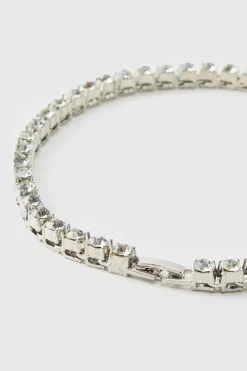 Iced Out Silver Tennis Chain Necklace