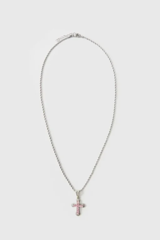 Iced Red Cross Necklace