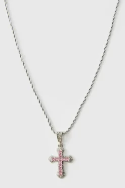 Iced Red Cross Necklace