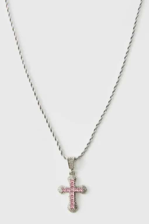 Iced Red Cross Necklace