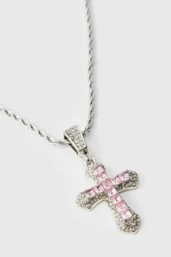Iced Red Cross Necklace