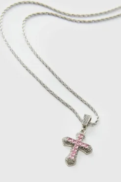 Iced Red Cross Necklace