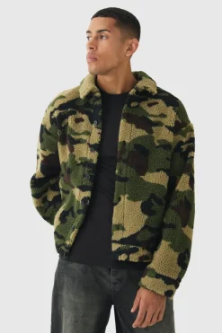 Jacquard Regular Fit Camo Borg Overshirt
