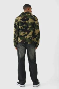 Jacquard Regular Fit Camo Borg Overshirt