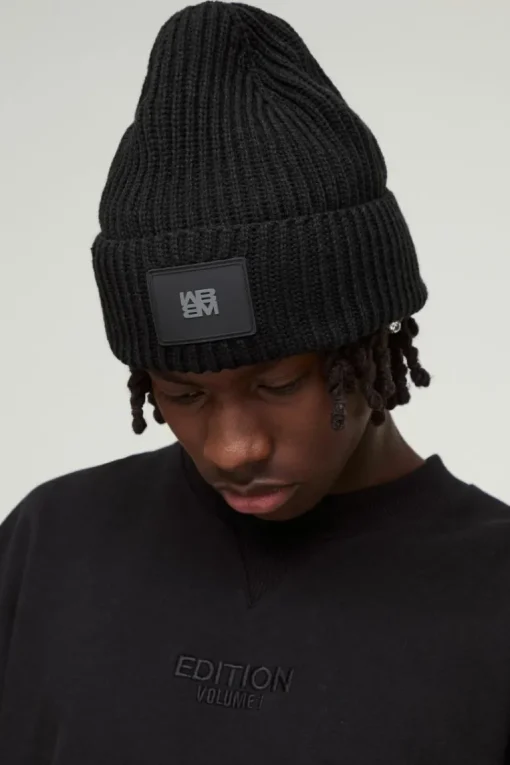 Knitted PU Plaque Beanie