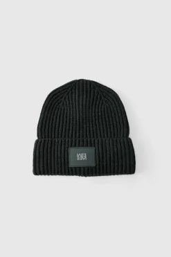 Knitted PU Plaque Beanie