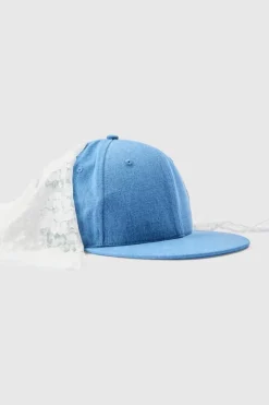 Lace Scarf Denim Snapback Cap