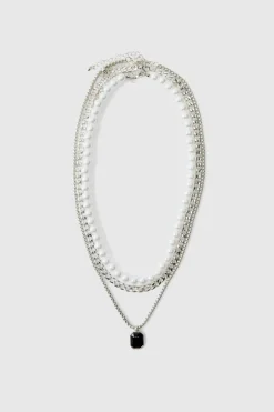 Layered Gem Pendant Necklace
