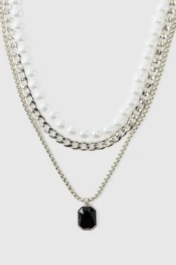 Layered Gem Pendant Necklace