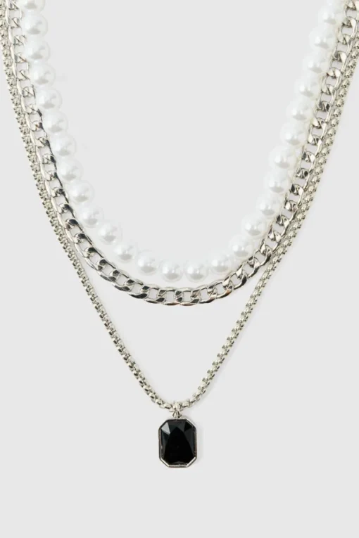 Layered Gem Pendant Necklace