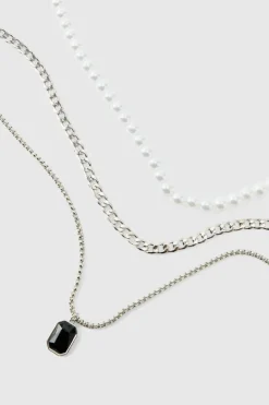 Layered Gem Pendant Necklace