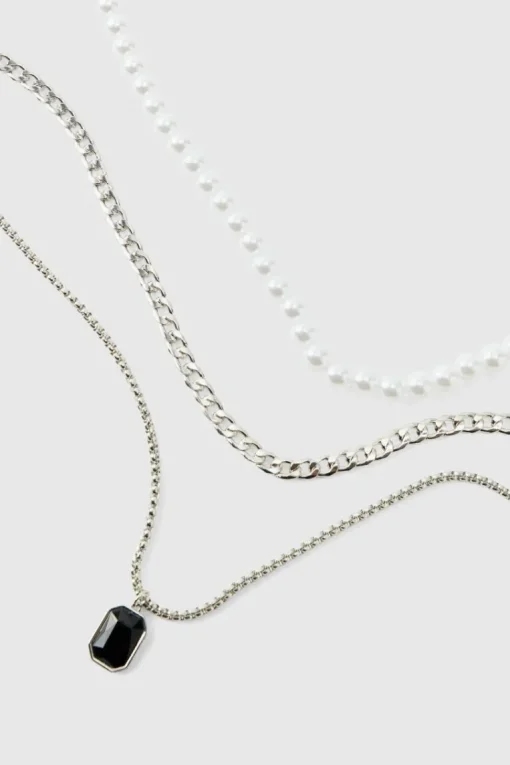 Layered Gem Pendant Necklace